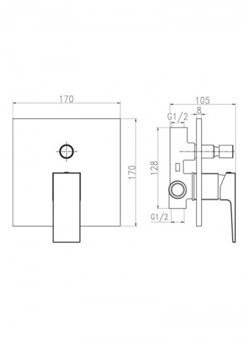 Shower Mixer Silver 20x12x5cm