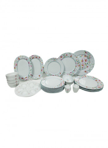 25-Piece Leonberg Porcelain Breakfast Set White/Blue/Pink