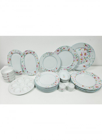 25-Piece Leonberg Porcelain Breakfast Set White/Blue/Pink