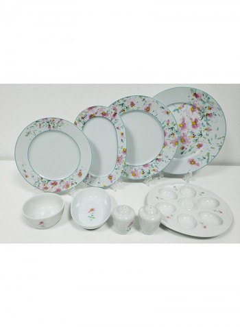 25-Piece Leonberg Porcelain Breakfast Set White/Blue/Pink