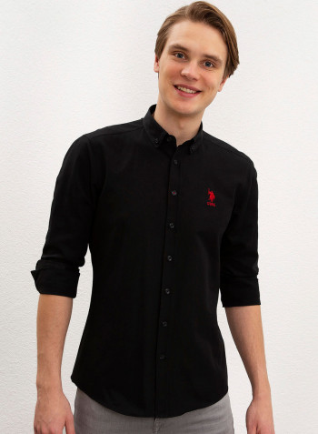 Button Down Collar Shirt Black