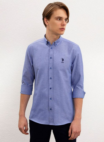 Buttoned Collar Shirt Blue