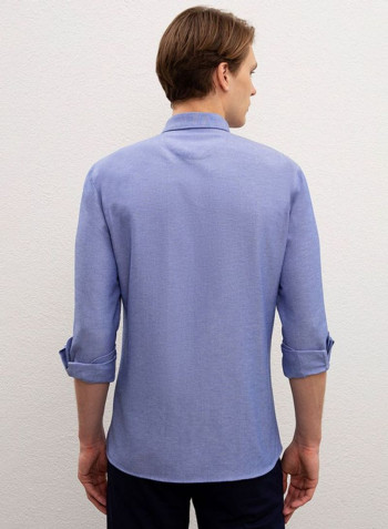 Buttoned Collar Shirt Blue