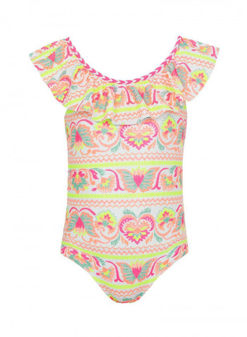 Girls Frill Detail One-Piece Swimsuit Multicolour