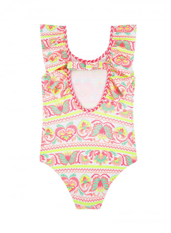 Girls Frill Detail One-Piece Swimsuit Multicolour