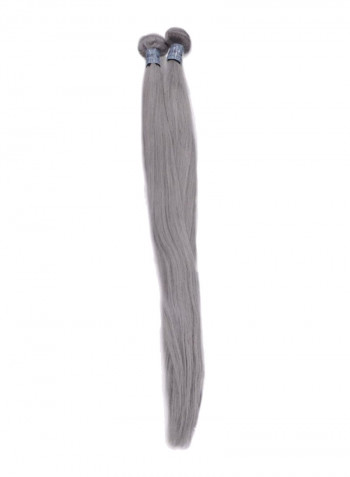 Natural Human Hair Extension Gray 26inch