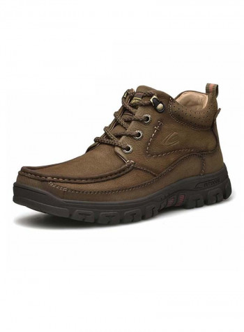 Stitch Detailed Ankle Boots Khaki