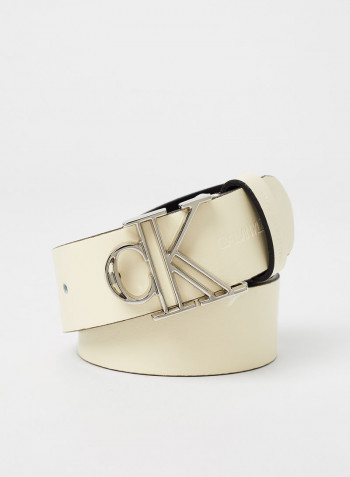 Reversible Mono Plaque Belt Beige