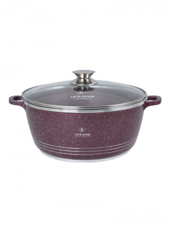 5-Piece Granite Coating Cookware Set Purple/Silver 28cm