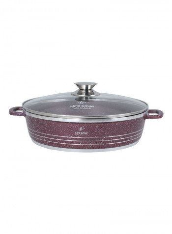 5-Piece Granite Coating Cookware Set Purple/Silver 28cm