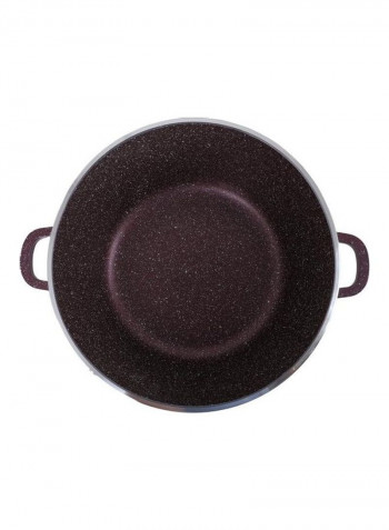 5-Piece Granite Coating Cookware Set Purple/Silver 28cm
