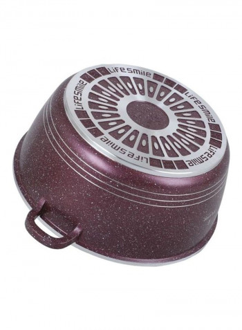 5-Piece Granite Coating Cookware Set Purple/Silver 28cm