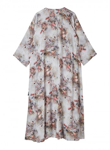 Cotton Max Prented Embroidered Dress light blue