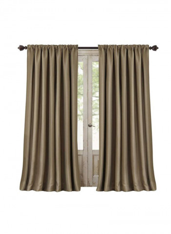 2-Piece Room Darkening Window Curtain Brown 52 x 108inch