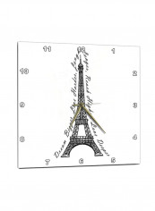 Eiffel Tower Printed Wall Clock Black/White 13 x 13inch