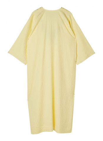 Linen Embroidered Dress yellow