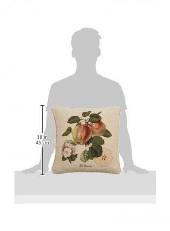 2-Piece Cotton Decorative Pillows Beige/Red/Green 18x18x4inch