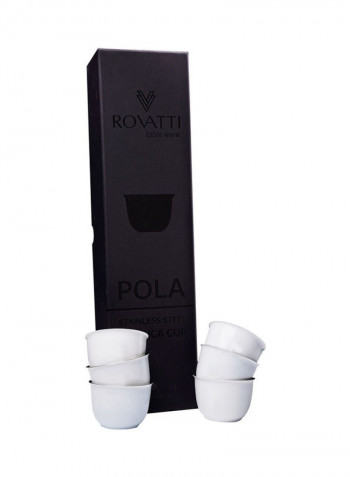 6-Piece Pola Arabica Stainless Steel Cup Set White
