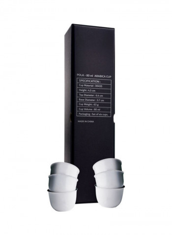 6-Piece Pola Arabica Stainless Steel Cup Set White