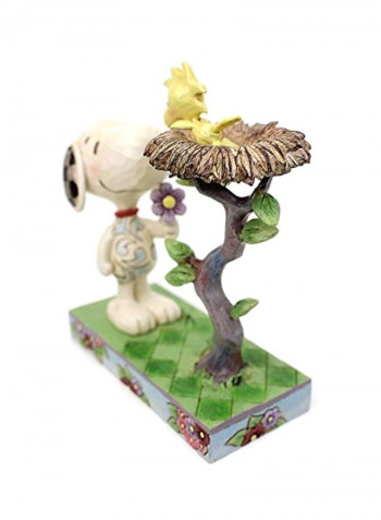 Snoopy With Woodstock In Nest Collectible Figure Beige/Green/Brown 6.75inch