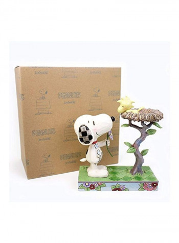 Snoopy With Woodstock In Nest Collectible Figure Beige/Green/Brown 6.75inch