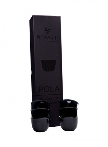 6-Piece Stainless Steel Arabic Cup Set Black