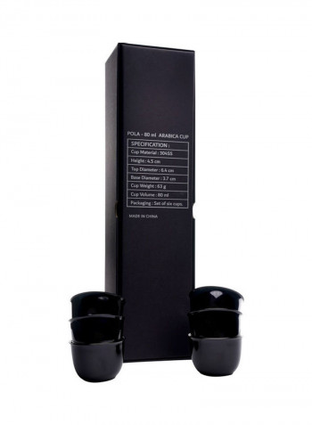 6-Piece Stainless Steel Arabic Cup Set Black