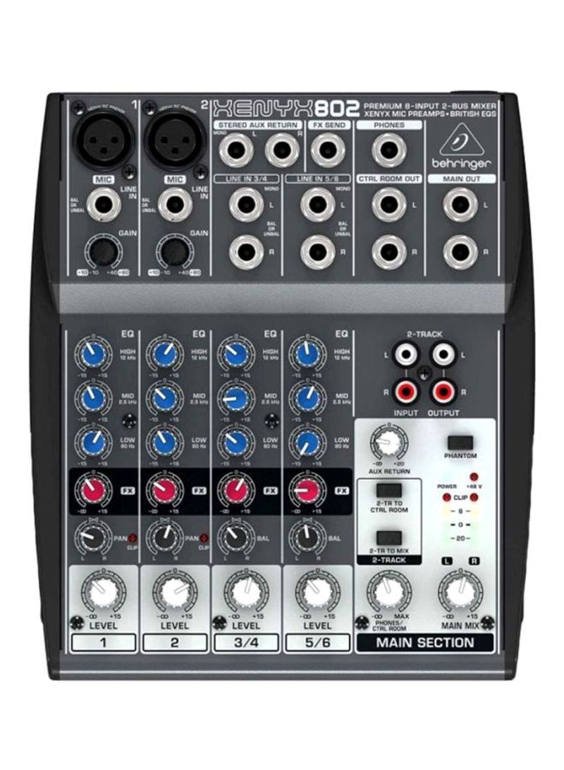 Xenyx 802 8-Channel Mixer 802 Black/Grey/Red