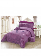 8-Piece Home Fashion King Size Luxurious Comforter Set Cotton Purple 260 x 240cm