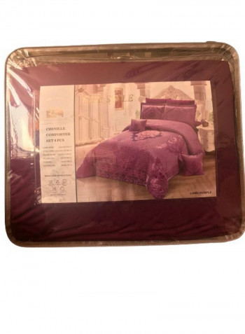 8-Piece Home Fashion King Size Luxurious Comforter Set Cotton Purple 260 x 240cm