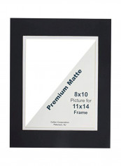 Double Hand Cut Photo Mat With Bevel Edge Black/White 11x14inch