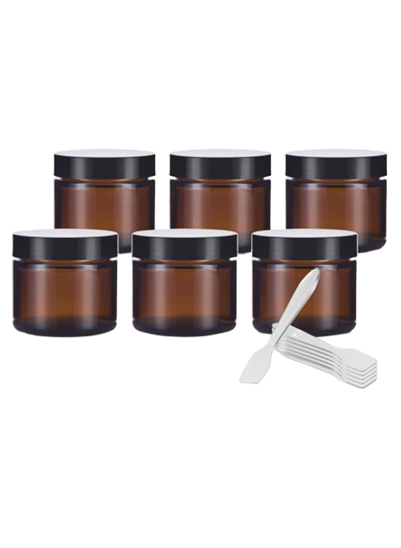Pack Of 6 Straight Sided Jar With Lids Brown