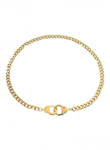 14k Gold Plated Stainless Steel Handcuff Pendant Necklace
