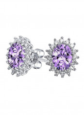 925 Sterling Silver 3 Ct Cubic Zirconia Crown Halo Simulated Amethyst Stud Earrings reviews 925 Sterling Silver 3 Ct Cubic Zirconia Crown Halo Simulated Amethyst Stud Earrings