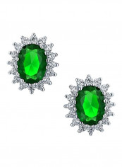 925 Sterling Silver Cubic Zirconia Oval Stud Earrings