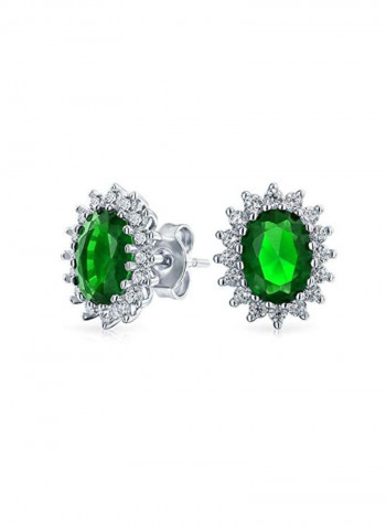 925 Sterling Silver Cubic Zirconia Oval Stud Earrings