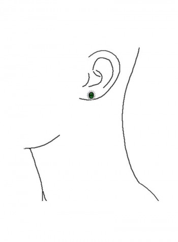 925 Sterling Silver Cubic Zirconia Oval Stud Earrings
