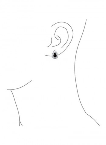 925 Sterling Silver Onyx Studded Pear Shaped Stud Earrings