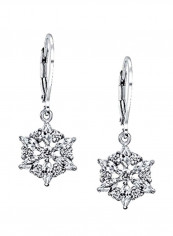 925 Sterling Silver Snowflake Pattern Dangle Earrings