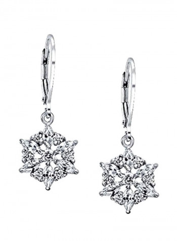 925 Sterling Silver Snowflake Pattern Dangle Earrings