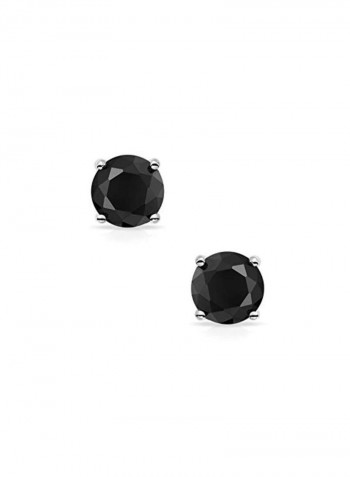 925 Sterling Silver Cubic Zirconia Studded Solitaire Magnetic Stud Earrings