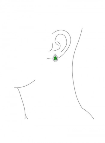 925 Sterling Silver Jade Studded Teardrop Earrings