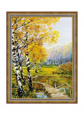 The Birches Counted Cross Stitch Kit Yellow/Green/White