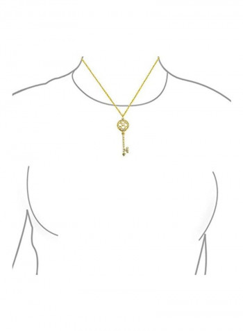 14 Karat Gold Plated Sterling Silver Cubic Zirconia Pendant Studded Pendant Necklace
