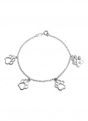 925 Sterling Silver 0.15 Ct Cubic Zirconia Studded Charm Bracelet
