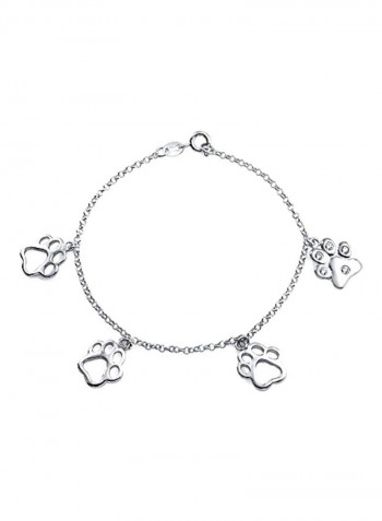925 Sterling Silver 0.15 Ct Cubic Zirconia Studded Charm Bracelet
