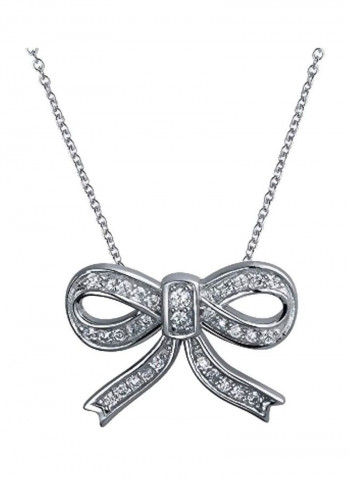 925 Sterling Silver Cubic Zirconia Studded Pendant Necklace