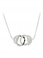 925 Sterling Silver Handcuff Working Lock Pendant Necklace