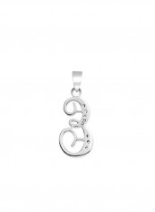 925 Sterling Silver Cubic Zirconia Studded E Letter Pendant Necklace