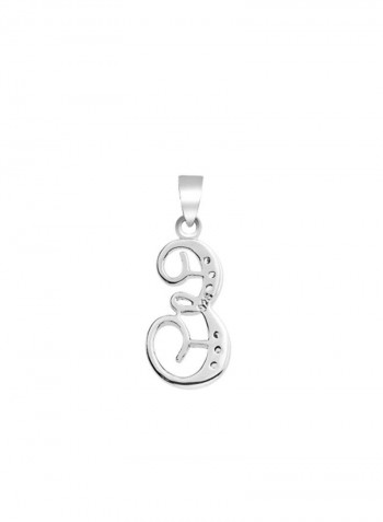 925 Sterling Silver Cubic Zirconia Studded E Letter Pendant Necklace